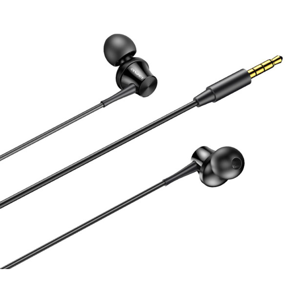 AWEI earphones με μικρόφωνο PC-1, 3.5mm, 1.2m, μαύρα