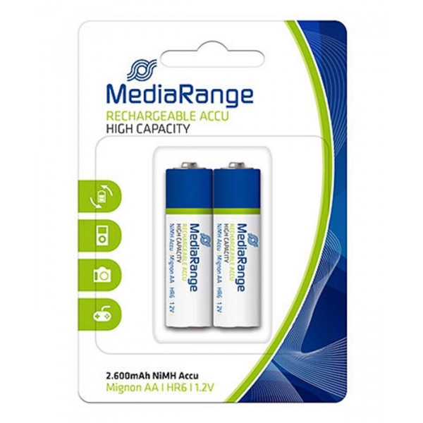 MEDIARANGE επαναφορτιζόμενη μπαταρία Mignon AA (HR6), 2600mAh, 2τμχ