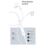 USAMS earphones με μικρόφωνο EP-41, USB Type-C, 10mm, 1.2m, λευκά